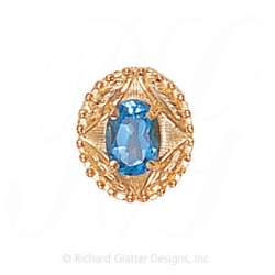 GS443 BT - 14 Karat Gold Blue Topaz Slide 